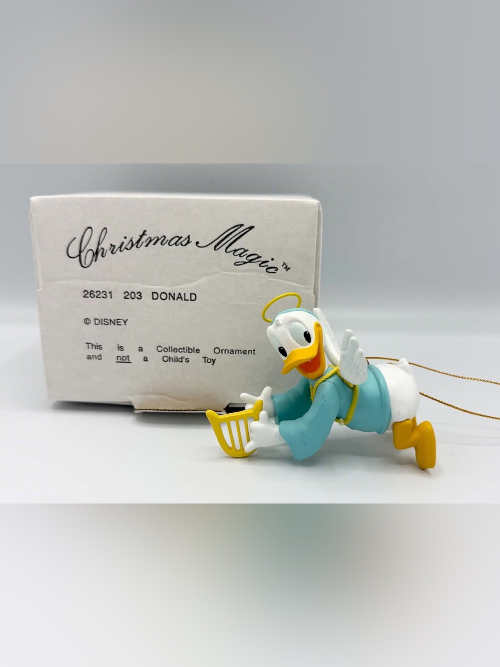Grolier Disney Donald Duck Angel Wings Playing Harp Christmas Ornament